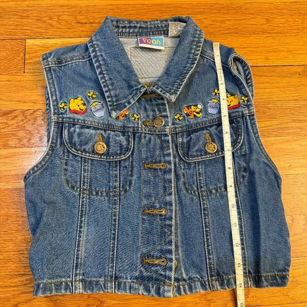 Vintage Disney Winnie the Pooh 100 Acre Collection Embroidered Denim Vest Small